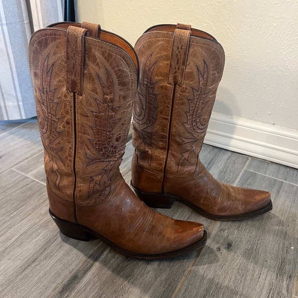 Women’s goat leather tan Lucchese cowboy boots 7.5
